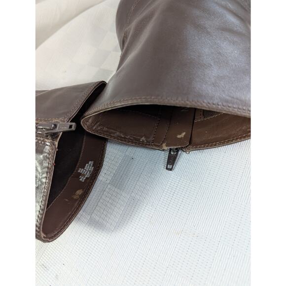 *RESERVED* NINE WEST! DEEP ESPRESSO BROWN GENUINE LEATHER BOOTS! SZ 8M - Picture 10 of 11